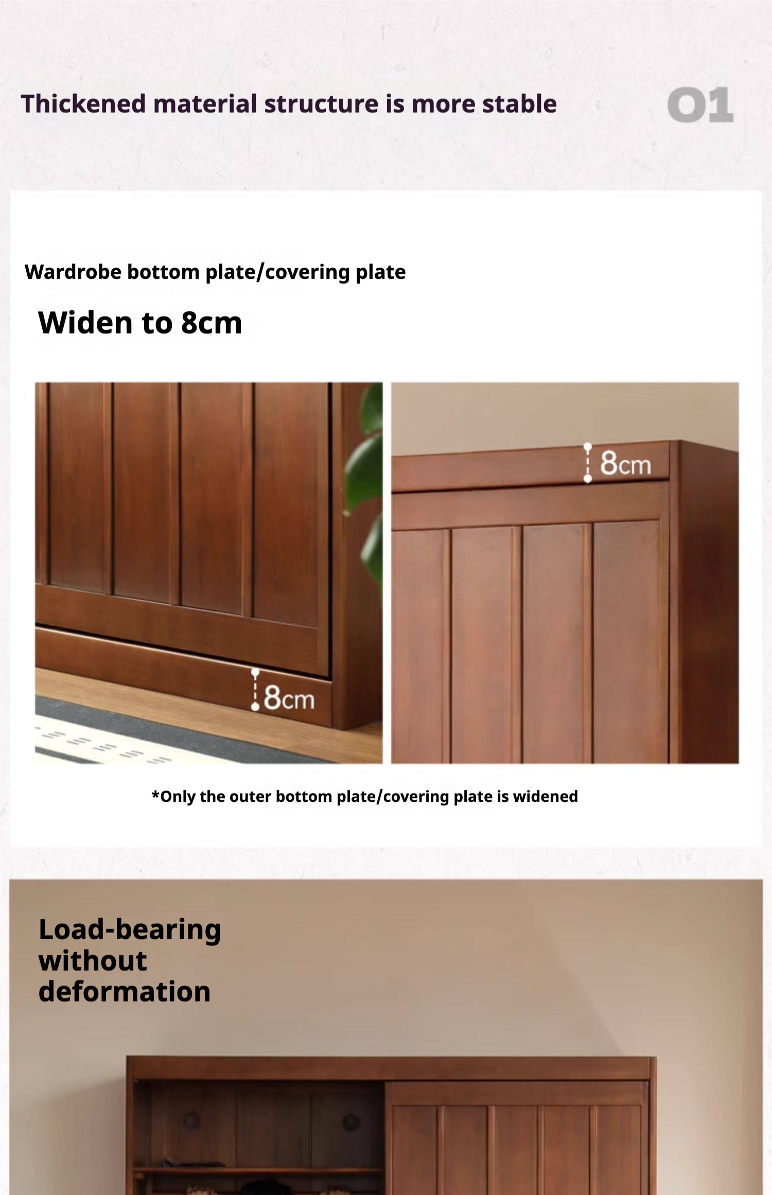 Poplar Solid Wood Wardrobe Retro Sliding Door Wardrobe.