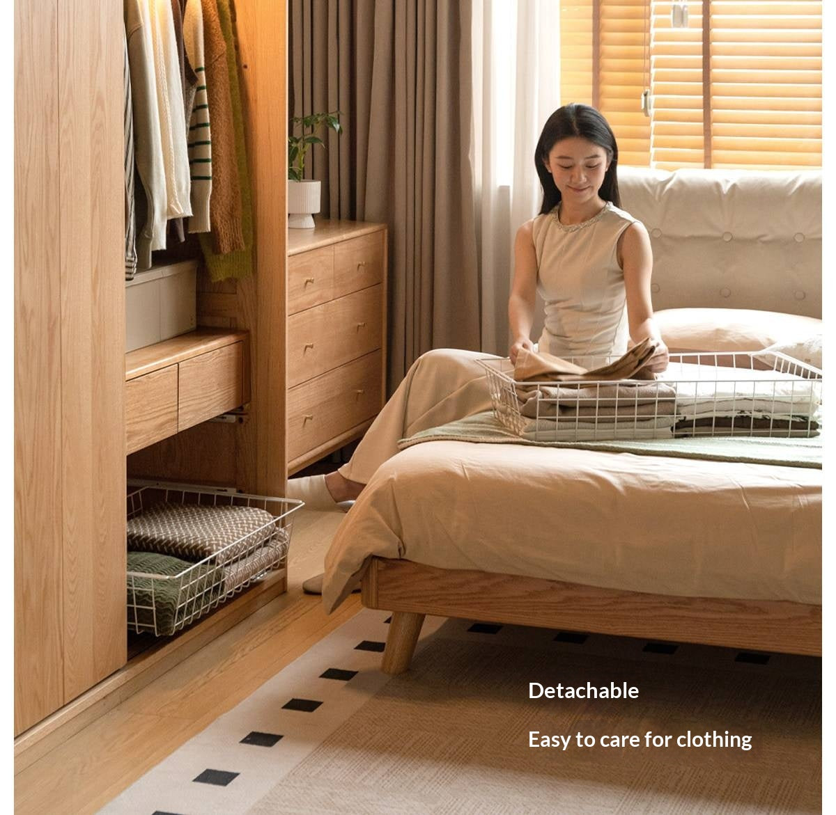 Oak Solid Wood Wardrobe Sliding Door.