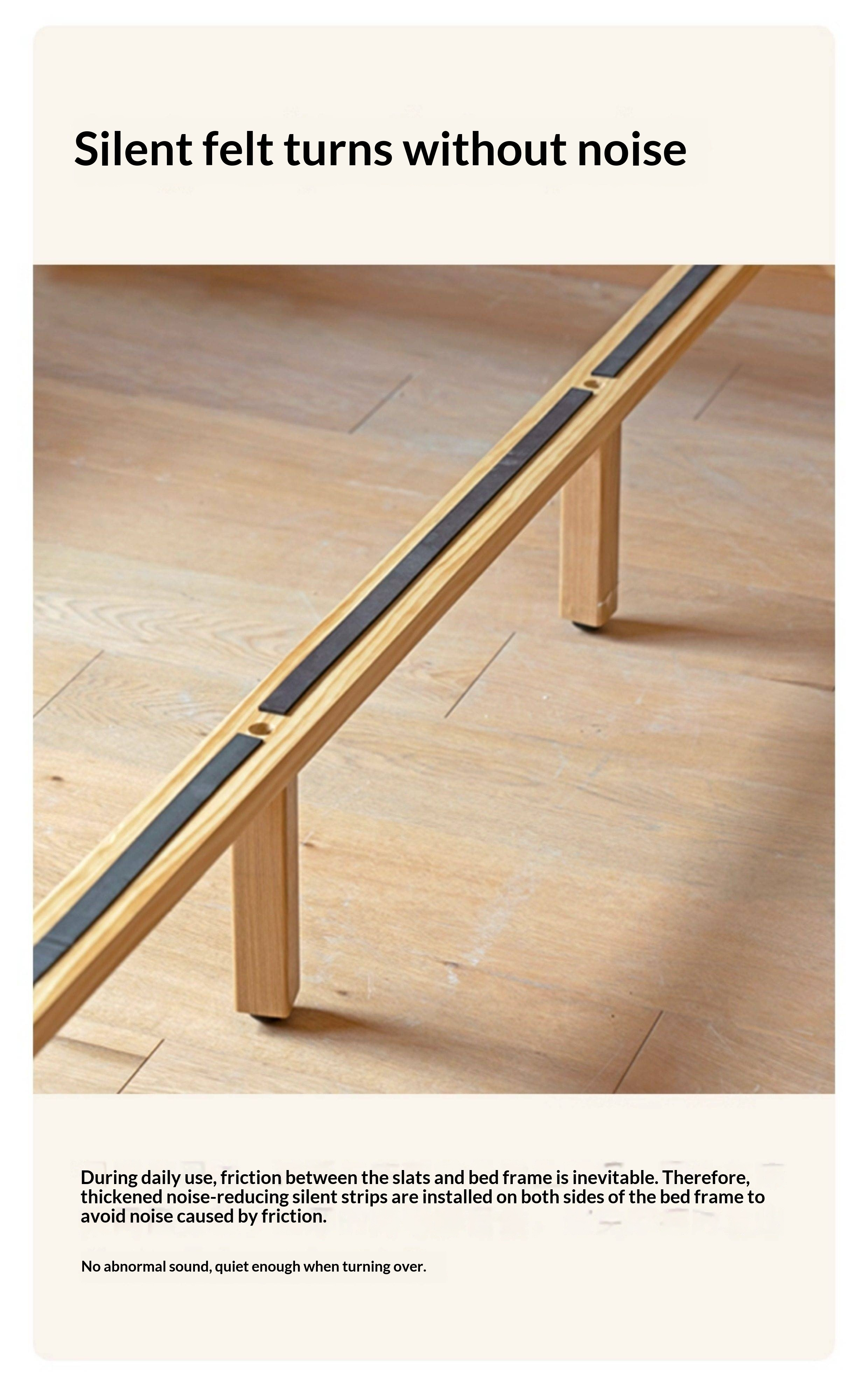 Ash Solid Wood Floating Bed — Large Slab, Simple Modern Design