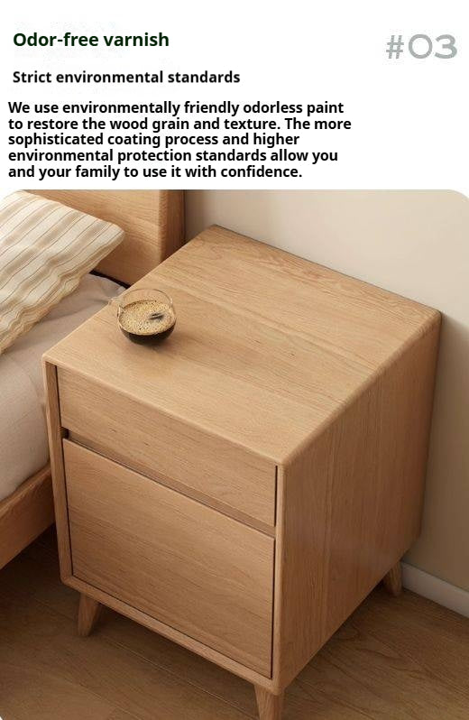 Oak Solid Wood Nordic Style Nightstand.