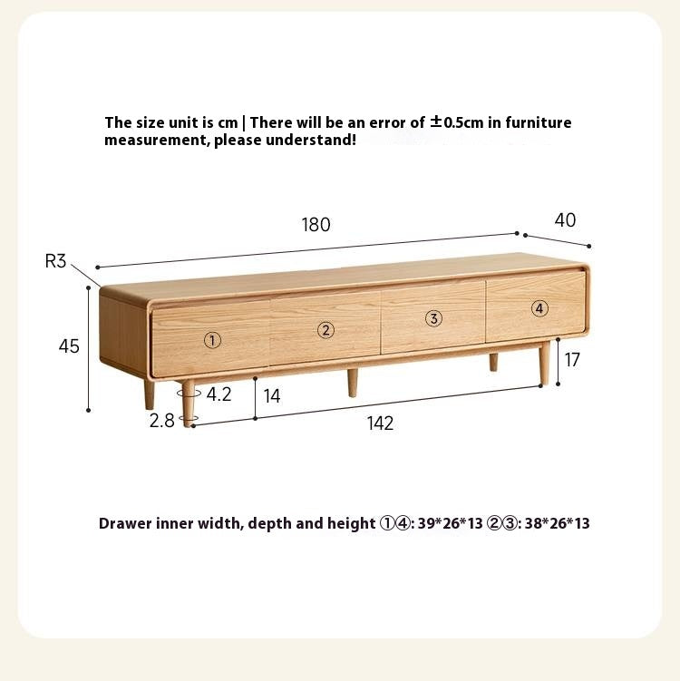 Solid Rubberwood, Oak Solid Wood Scandinavian TV Stand