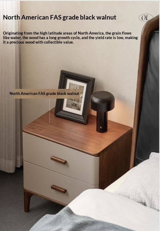 Black Walnut Solid Wood Italian Light Luxury Nightstand