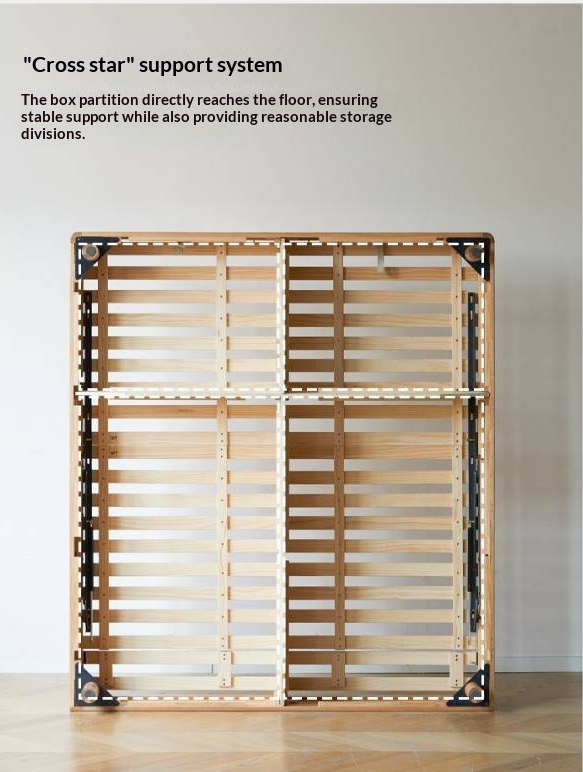 Oak Solid Wood Platform Box Bed, Headboard-Free Box Bed