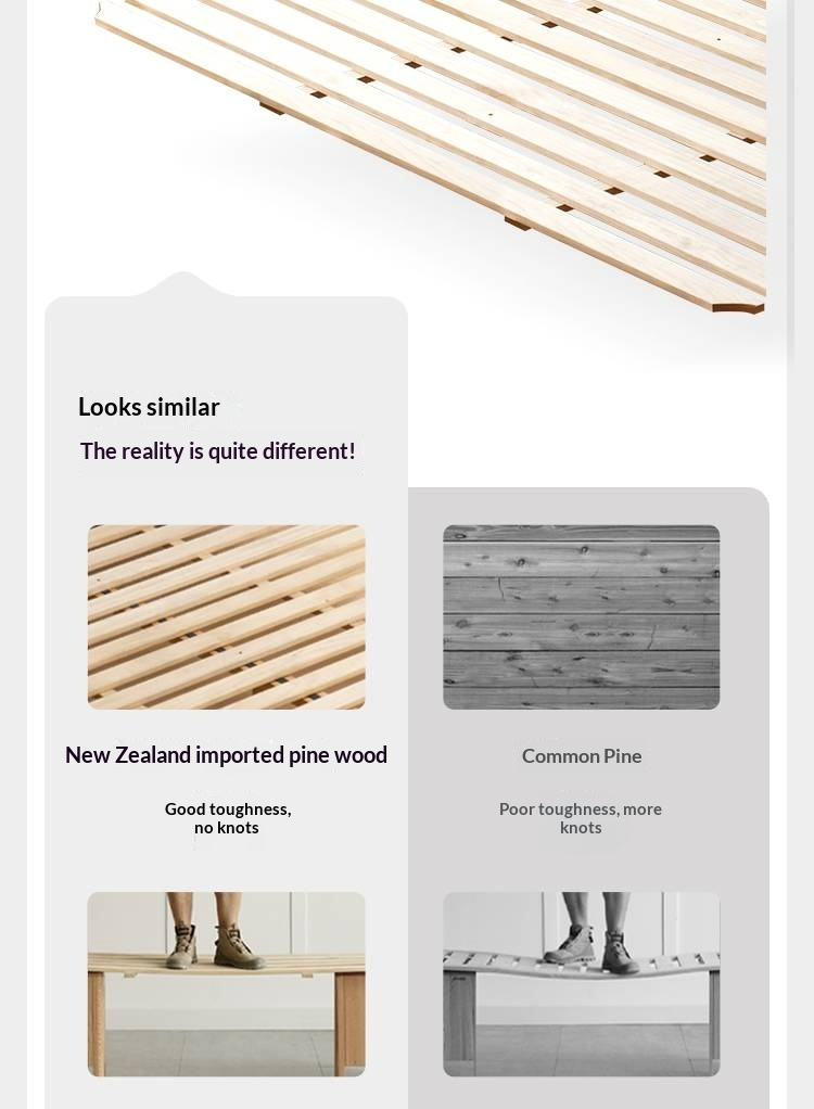 Cherry Solid Wood Bed with Top Layer Cowhide Soft Headboard Retro Style