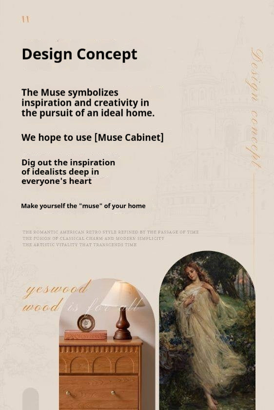 Cherry Solid Wood French Retro Bucket Cabinet