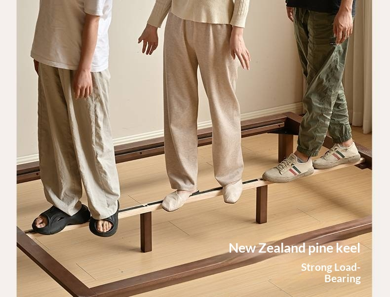 Beech Solid Wood Platform Bed, Headboard-Free Bed