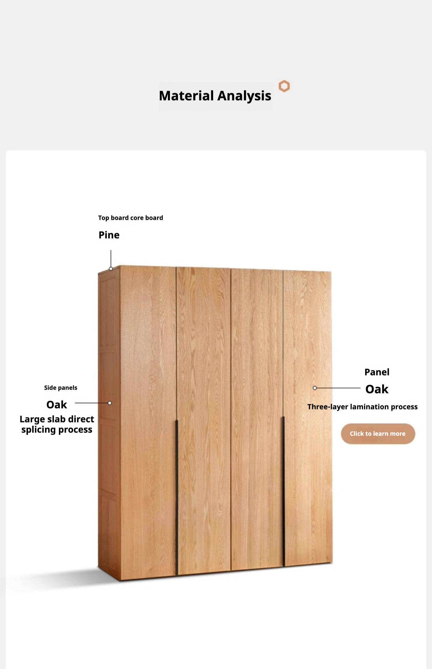 Oak Solid Wood Wardrobe.