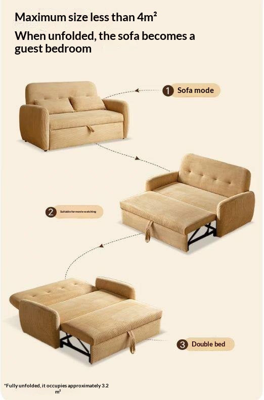 Corduroy Pull-Out Sleeper Loveseat with Storage
