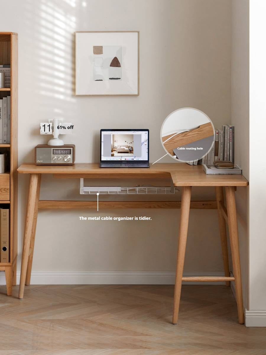 Oak, Rubberwood Solid Wood Corner Table Study Office Desk