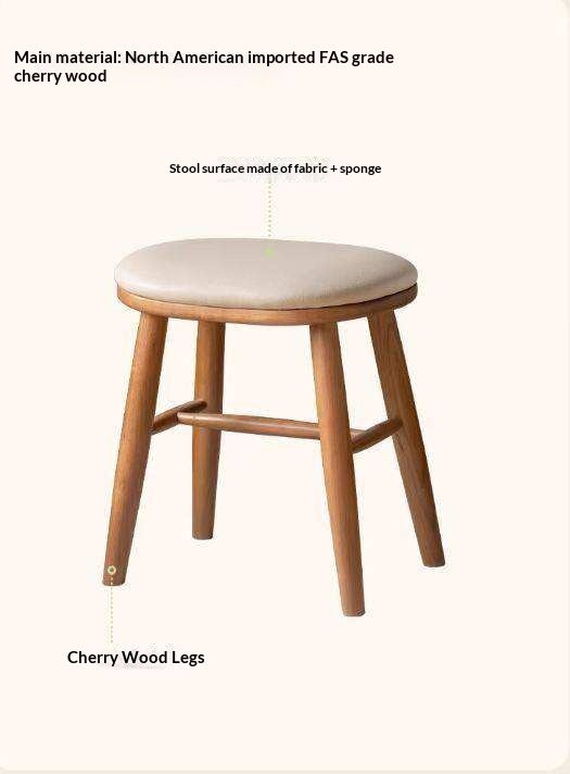Ash, Cherry Solid Wood Dressing Stool