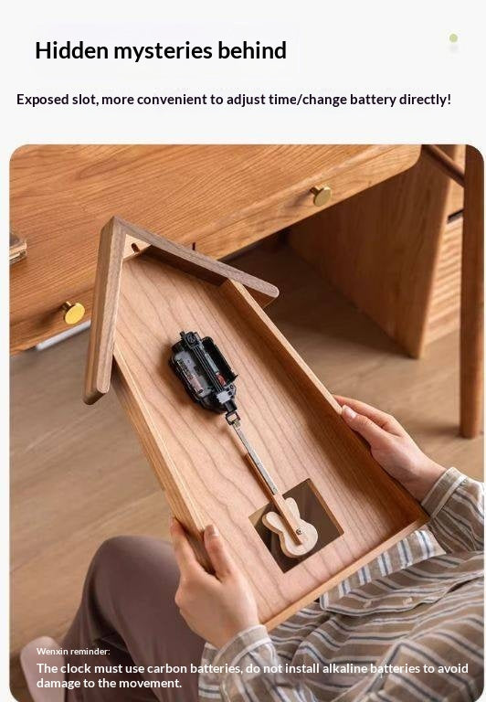 Cherry Solid Wood Nordic Style Eco Friendly Wall Clock