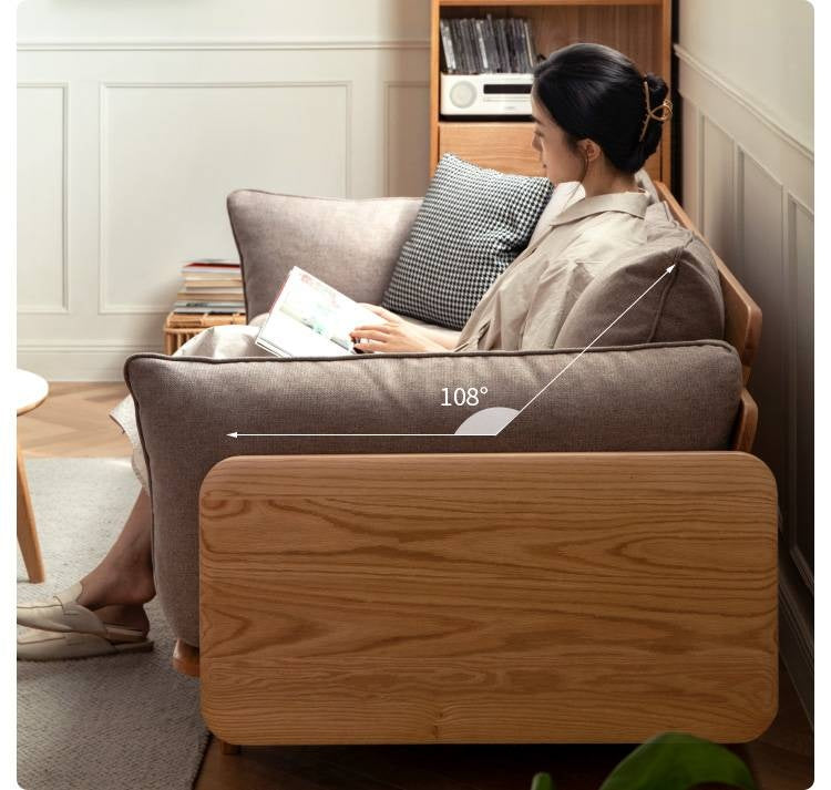 Oak, Ash Solid Wood genuine leather, fabric Sofa