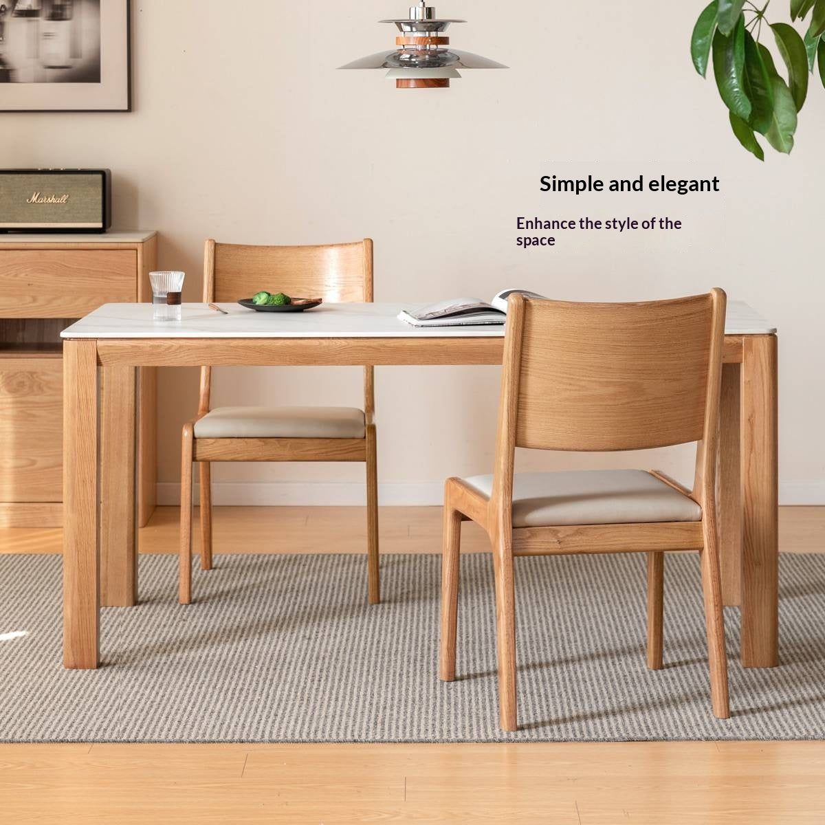 4 pcs -Oak Solid Wood Dining Chair Modern Style