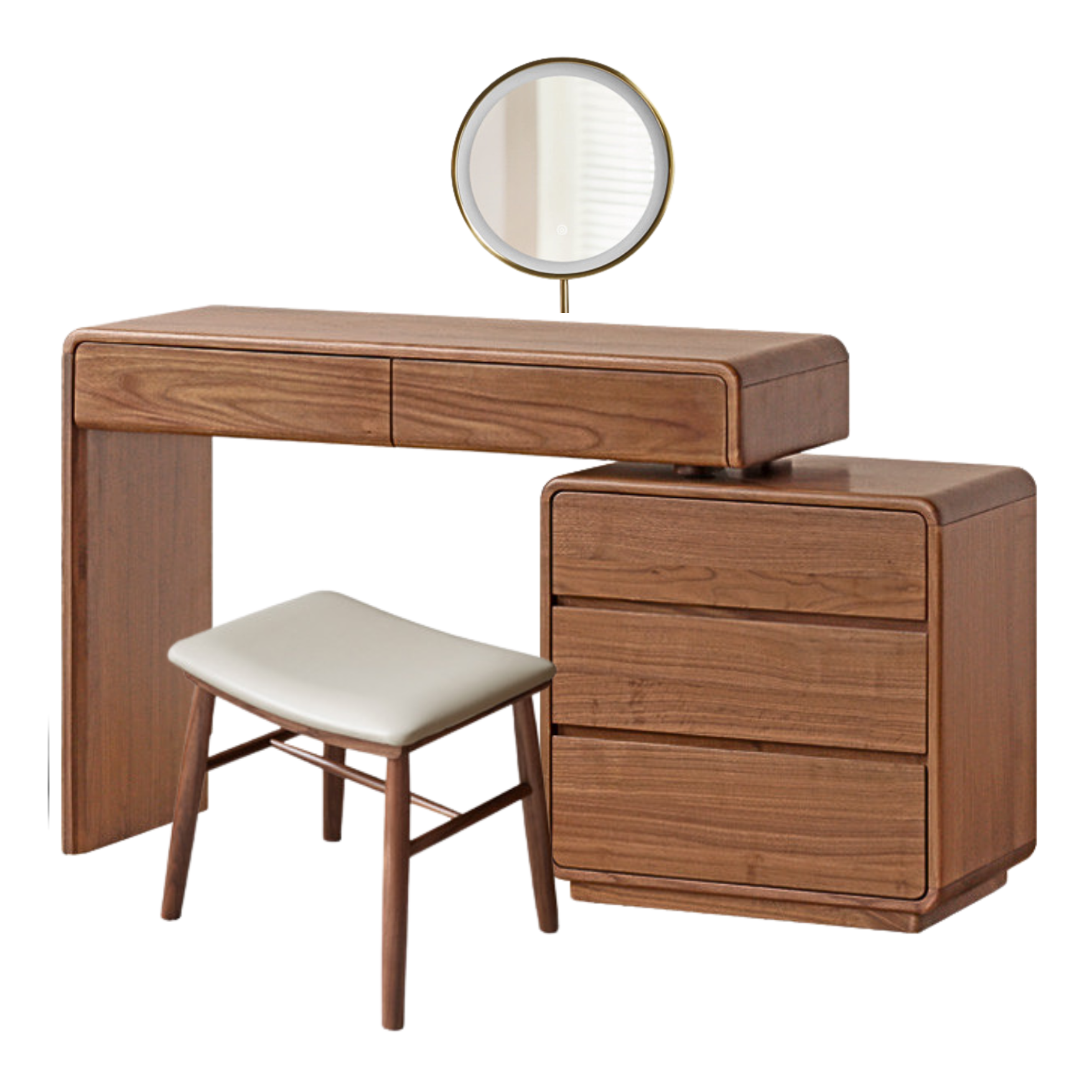 Black Walnut, Sandalwood Solid Wood Dressing Table Chest Of Drawers.