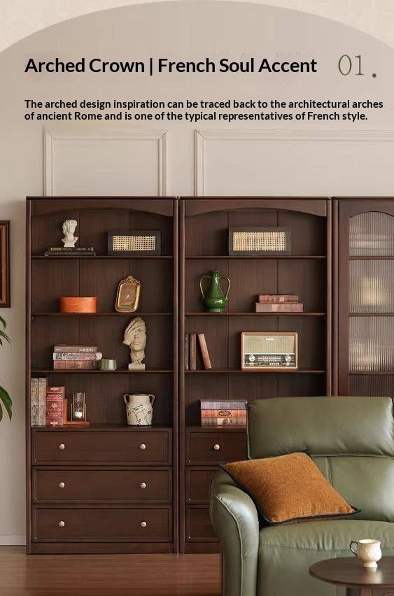 Poplar Solid Wood French Retro Style Floor Standing Display Bookcase