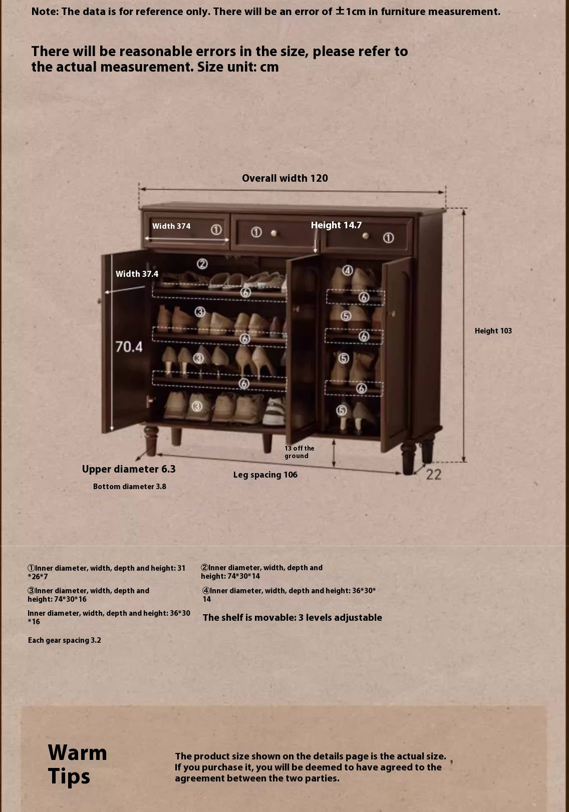 Poplar Solid Wood American Retro Shoe Cabinet