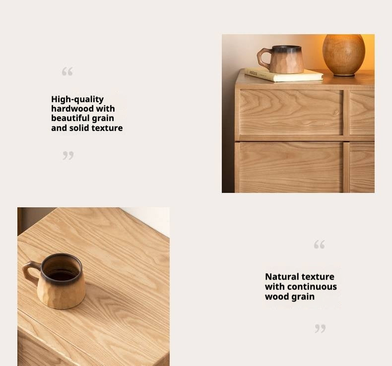 Ash Solid Wood Wabi-Sabi Style Nightstand.