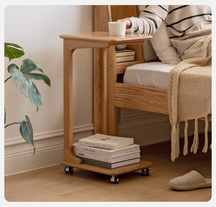 Oak Solid Wood Modern Minimalist Movable Nightstand