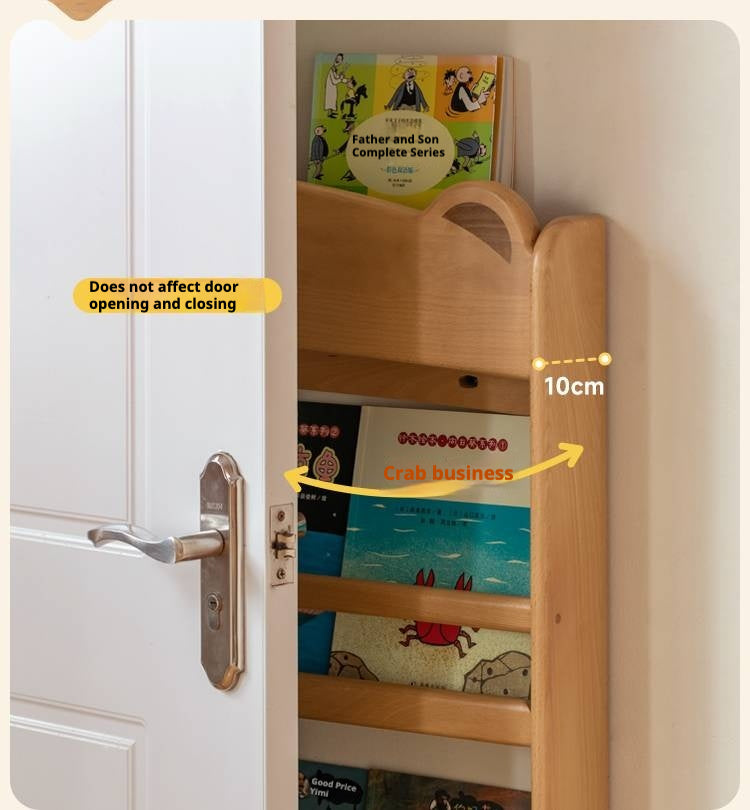 Beech Solid Wood Children's Multi-Layer Narrow Bookshelf.