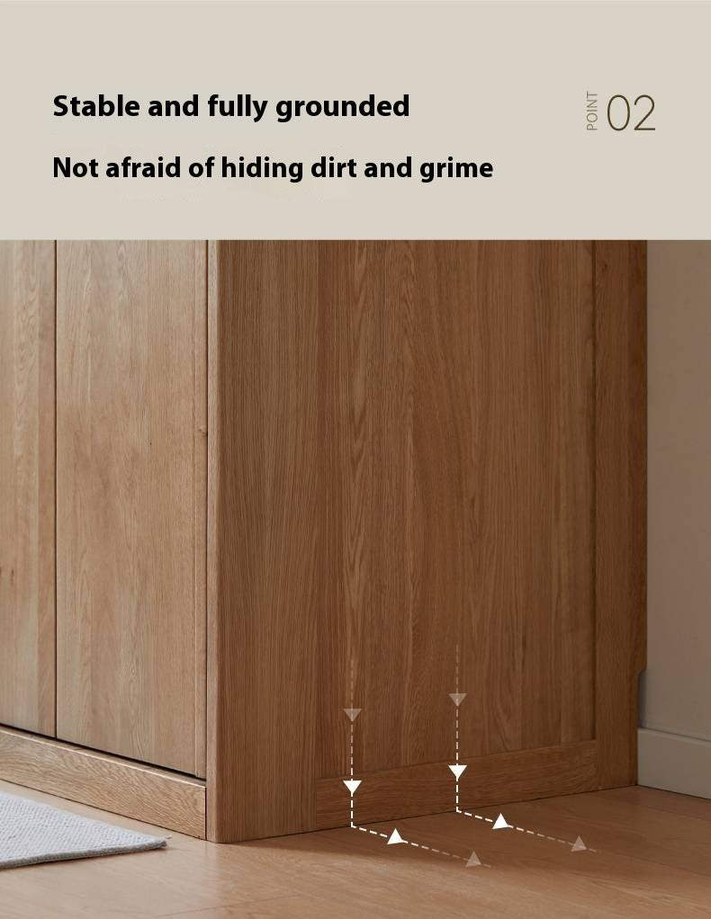 Oak Solid Wood Modern Double Door Wardrobe