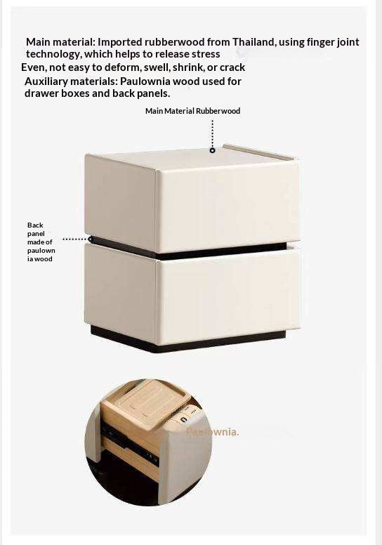 Solid RubberWood Modern Nightstand