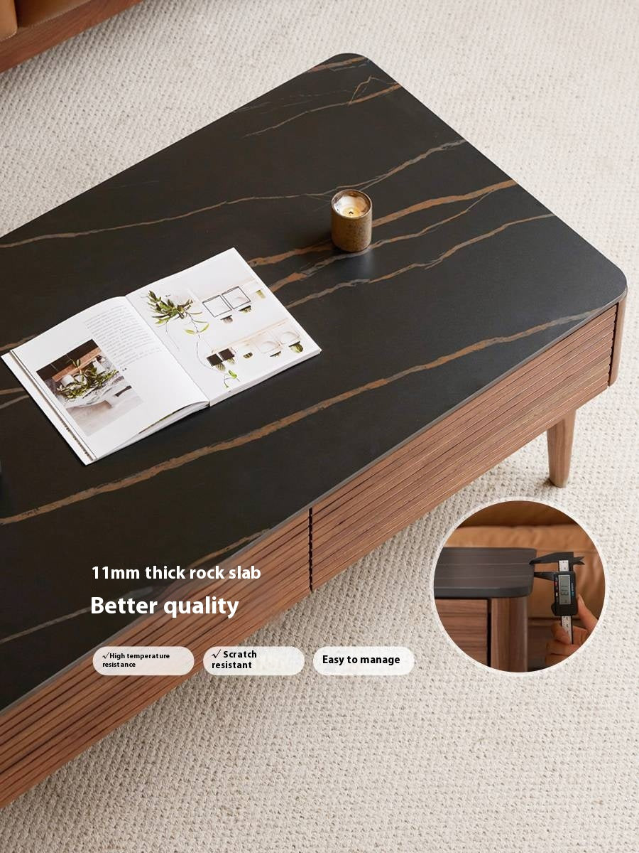 Sandalwood, Black Walnut Solid Wood Rock Plate Coffee Table