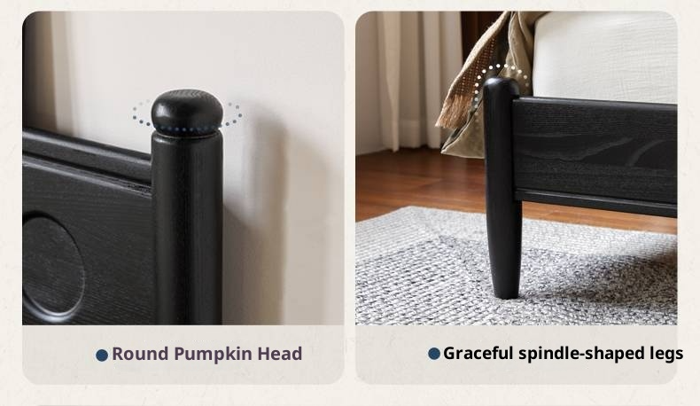 Ash Solid Wood Bed Vintage Style