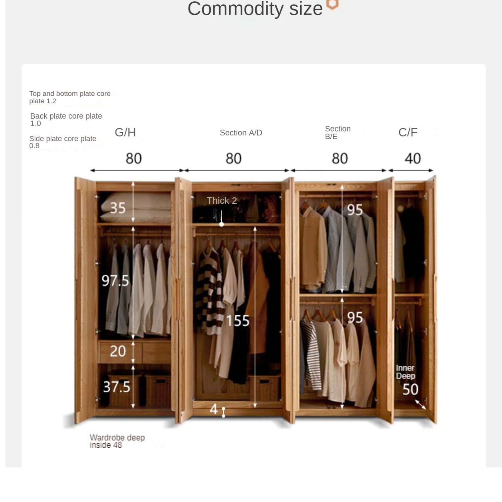 Oak Solid Wood Nordic Wardrobe.