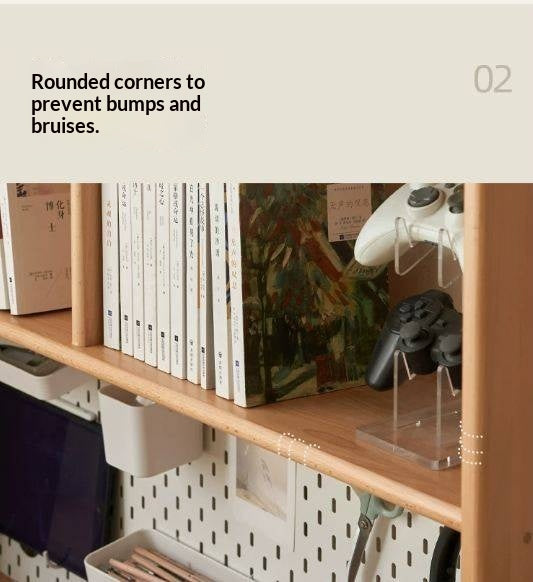 Beech Solid Wood Desk Bookshelf Integrated Study