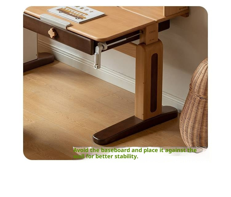 Beech Solid Wood Adjustable Height-Adjustable Study Desk