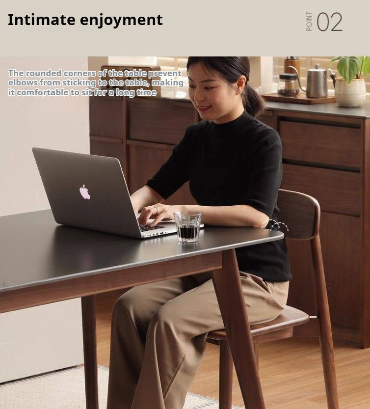 Black Walnut Solid Wood Modern Rock Plate Dining Table