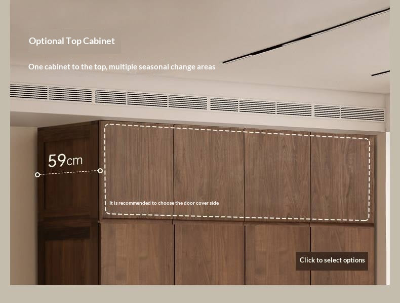 Black Walnut Solid Wood Wardrobe Combination Storage Cabinet