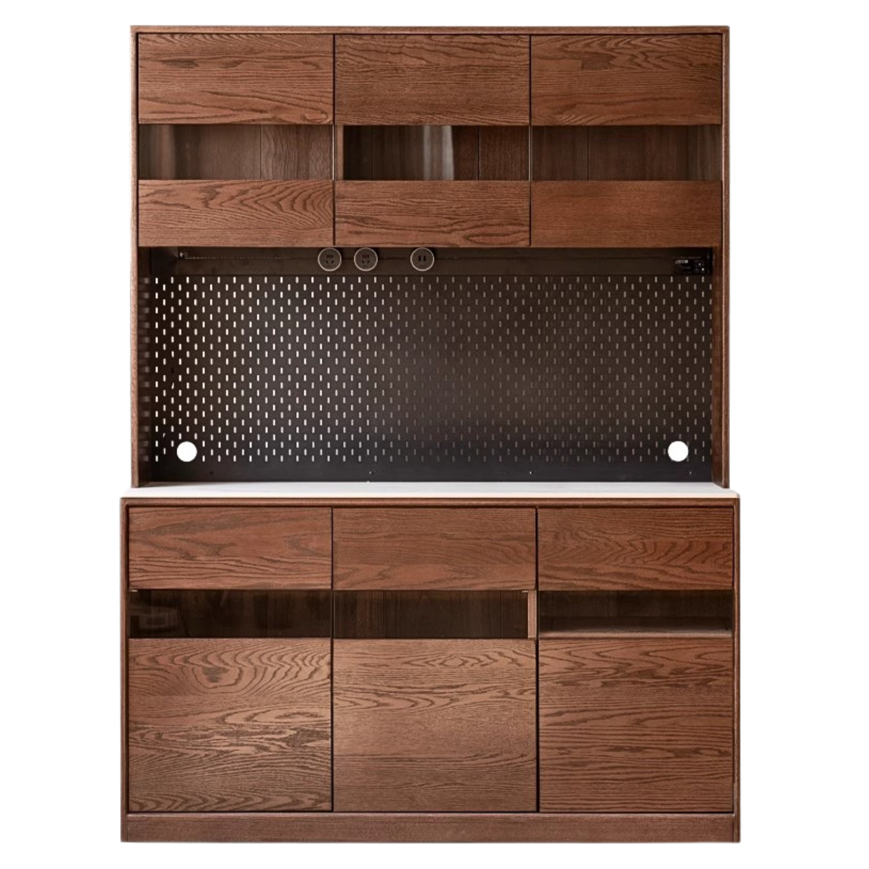 Oak Solid Wood Dining Storage Sideboard Against The Wall