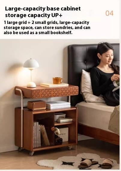 Poplar Solid Wood French Medieval Style Mobile Side Table