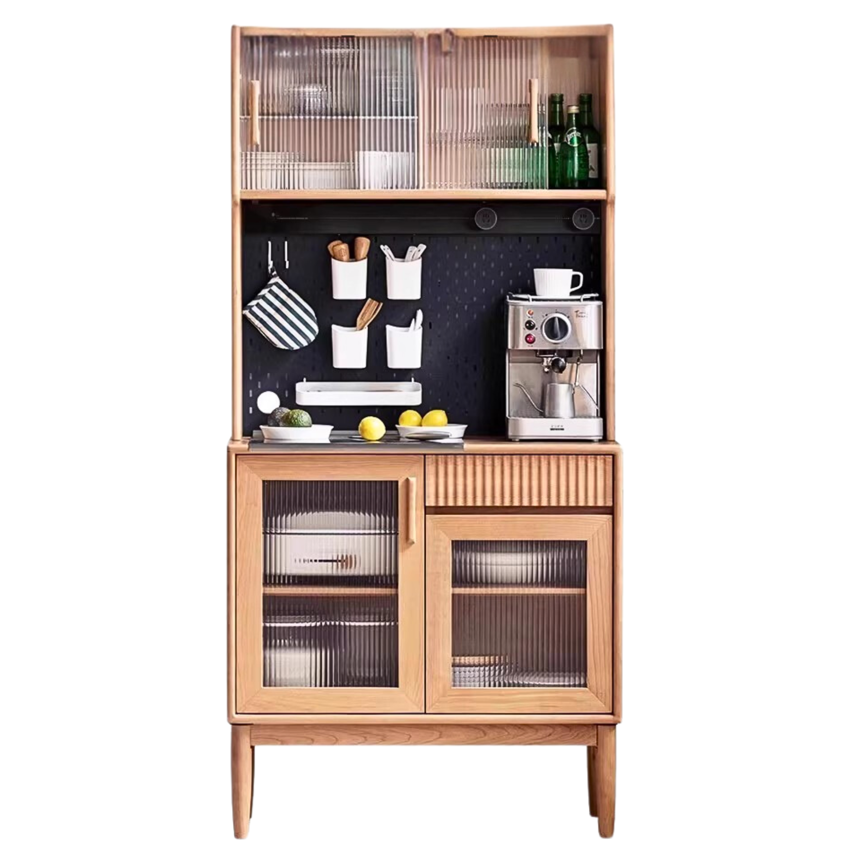Cherry, Oak, Black Walnut Solid Wood Retro Dining Sideboard