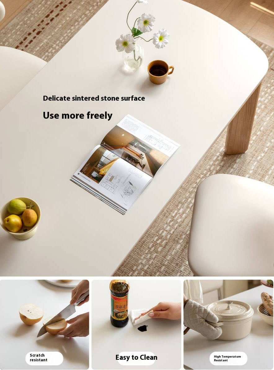 Oak Solid Wood Modern Rock Plate Dining Table