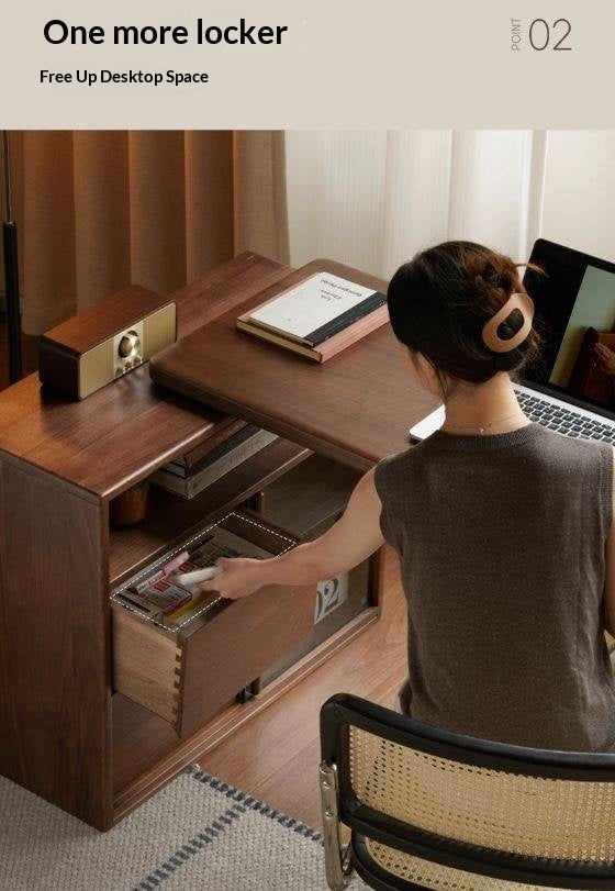 Black Walnut Solid Wood Italian Light Luxury Corner Office Desk