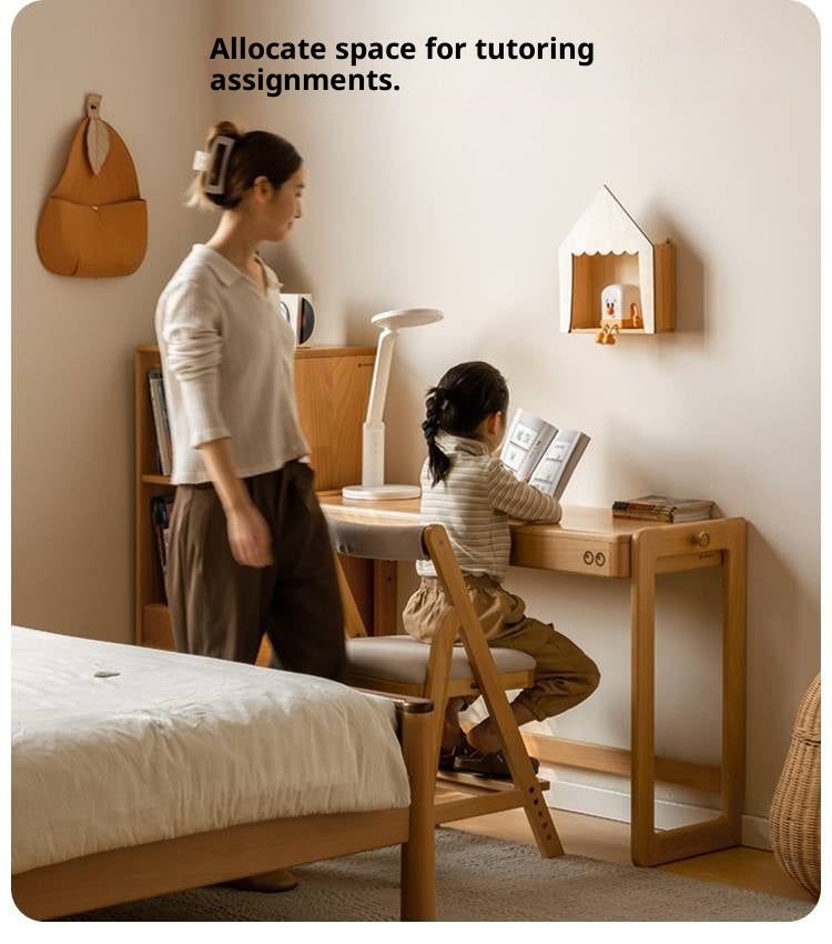 Beech Solid Wood Liftable Kids Study Desk