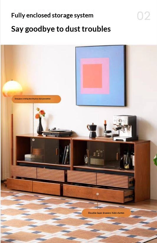 Poplar Solid Wood Vintage Style Study Storage Cabinet