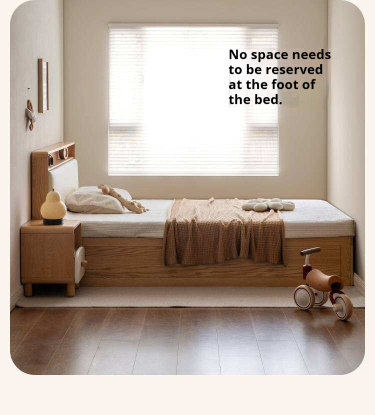 Oak Solid Wod Multifunctional Storage Bed with LED Light