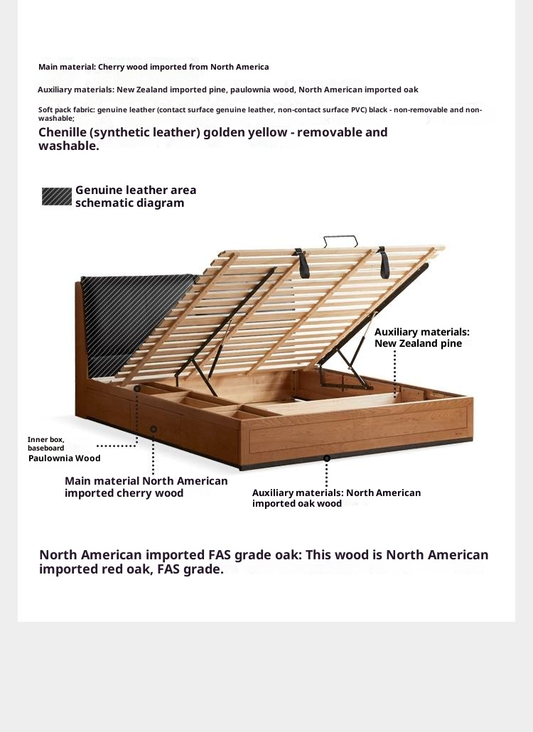 Cherry Solid Wood Box Bed Vintage Style