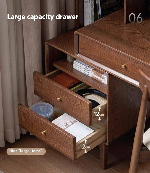 Oak Solid Wood Retractable Computer Desk