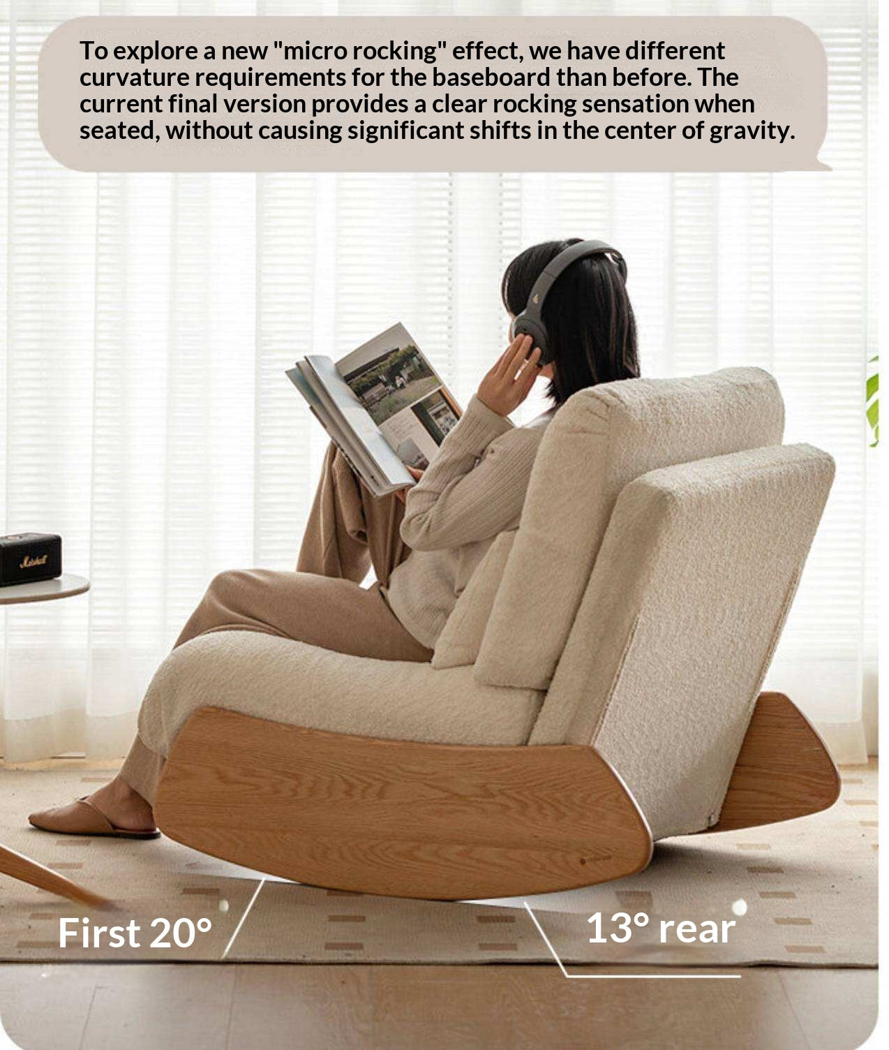 Oak, Beech Solid Wood Modern Lazy Rocking Chair