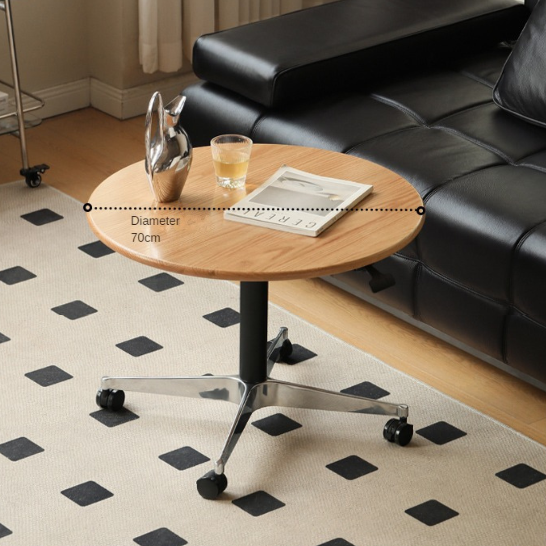 Black Walnut, Oak, Cherry, Poplar Solid Wood Lifting Movable Side Table