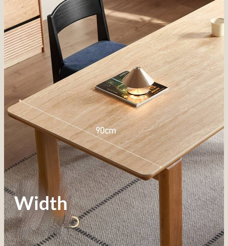 Cherry Solid Wood Vintage Style Slab Dining Table with Sintered Stone Top