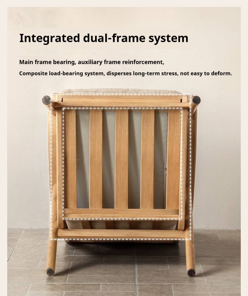 2 pcs Ash Solid Wood Genuine Leather, Fabrics Accent Chair, Modern Minimalist Lounge Chair