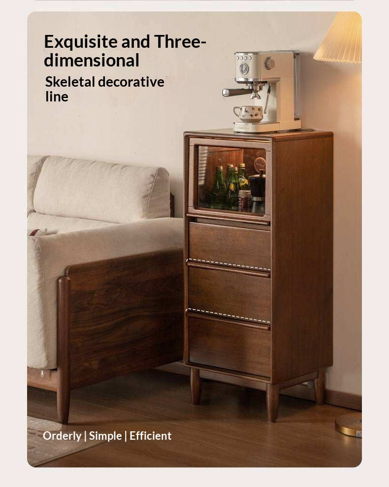 Golden Pear solid wood Side Cabinet with Enclosed Storage and Display Shelves