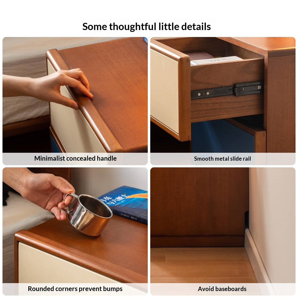 Poplar Solid Wood Bauhaus Style Nightstand