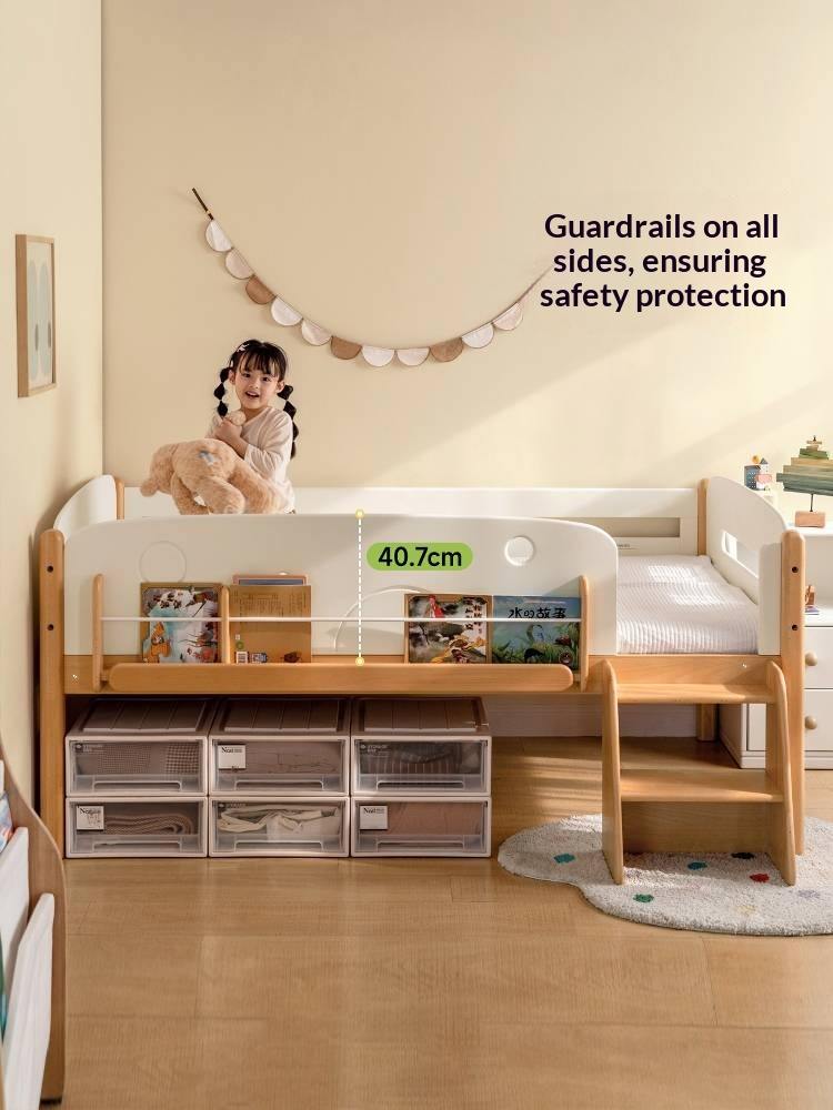 Beech Solid Wood Children's Multifunctional Storage Loft Bed