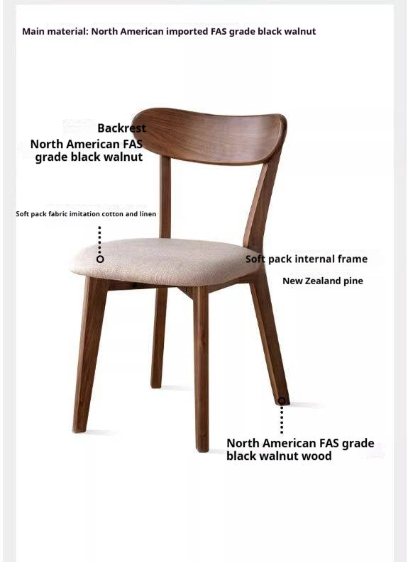 Black Walnut Solid Wood Soft Back Dining Chair